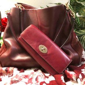 COACH PHOEBE Burg-Wine Shoulder Bag/Wallet Set